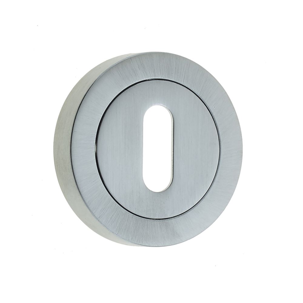 This is an image of a Frelan - Standard Key Profile Escutcheons - Satin Chrome  that is availble to order from Trade Door Handles in Kendal.