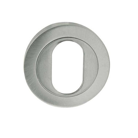 This is an image of a Frelan - Oval Profile Escutcheons - Satin Chrome  that is availble to order from Trade Door Handles in Kendal.