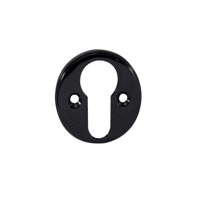 This is an image of a Frelan - 40mm Round Open Euro Profile Escutcheon - Black Nickel  that is availble to order from Trade Door Handles in Kendal.