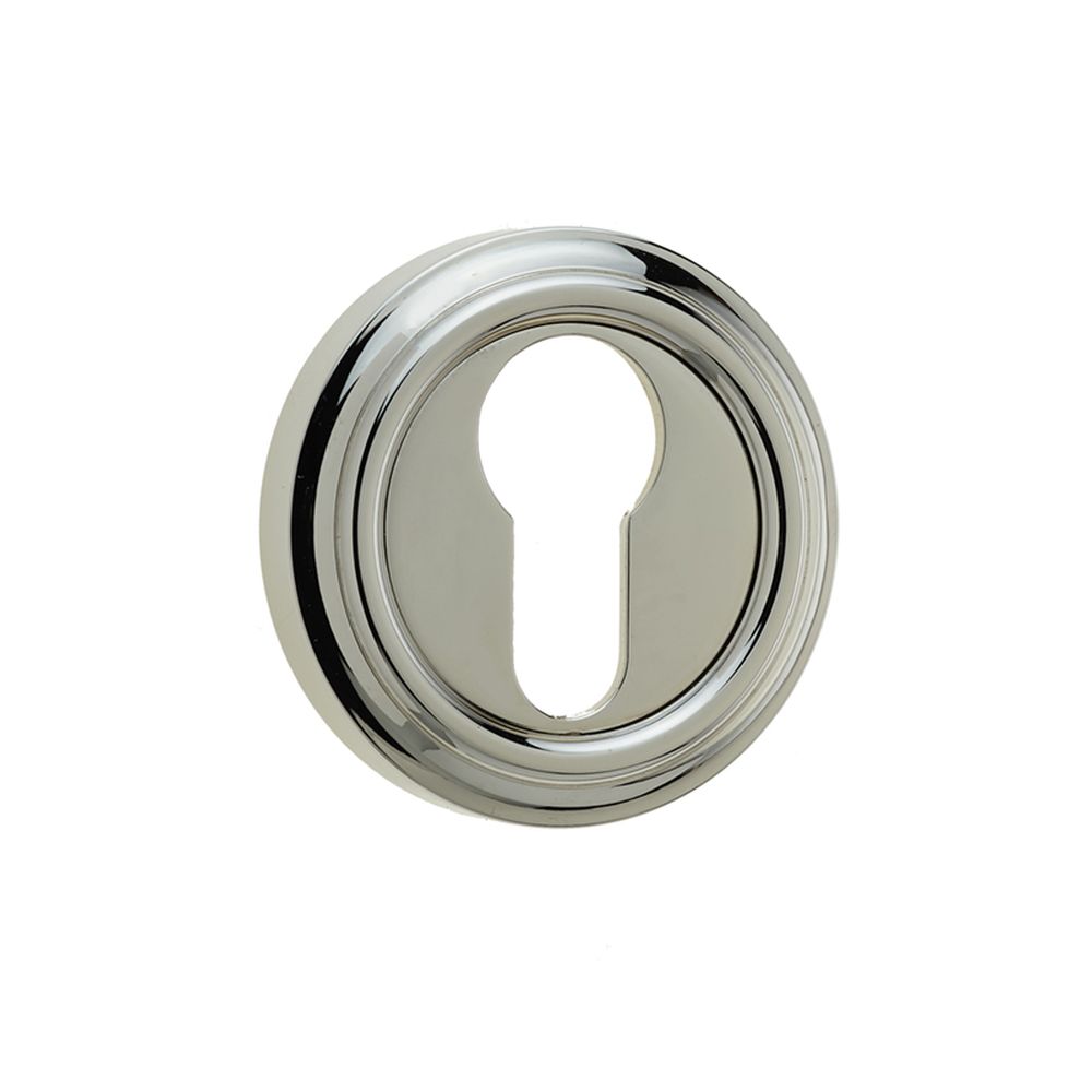 This is an image of a Frelan - Parisian Euro Profile Escutcheon - Polished Nickel  that is availble to order from Trade Door Handles in Kendal.