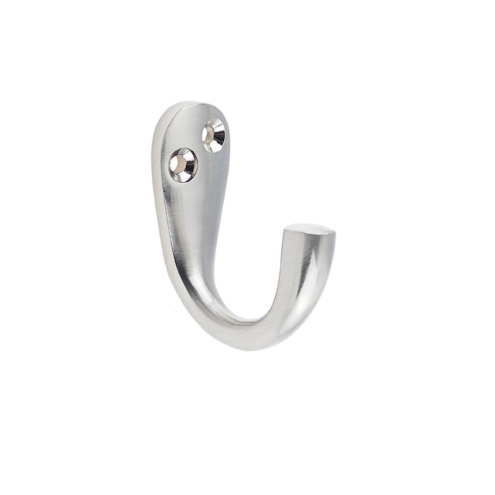 This is an image of a Frelan - Single Robe Hook - Satin Nickel  that is availble to order from Trade Door Handles in Kendal.