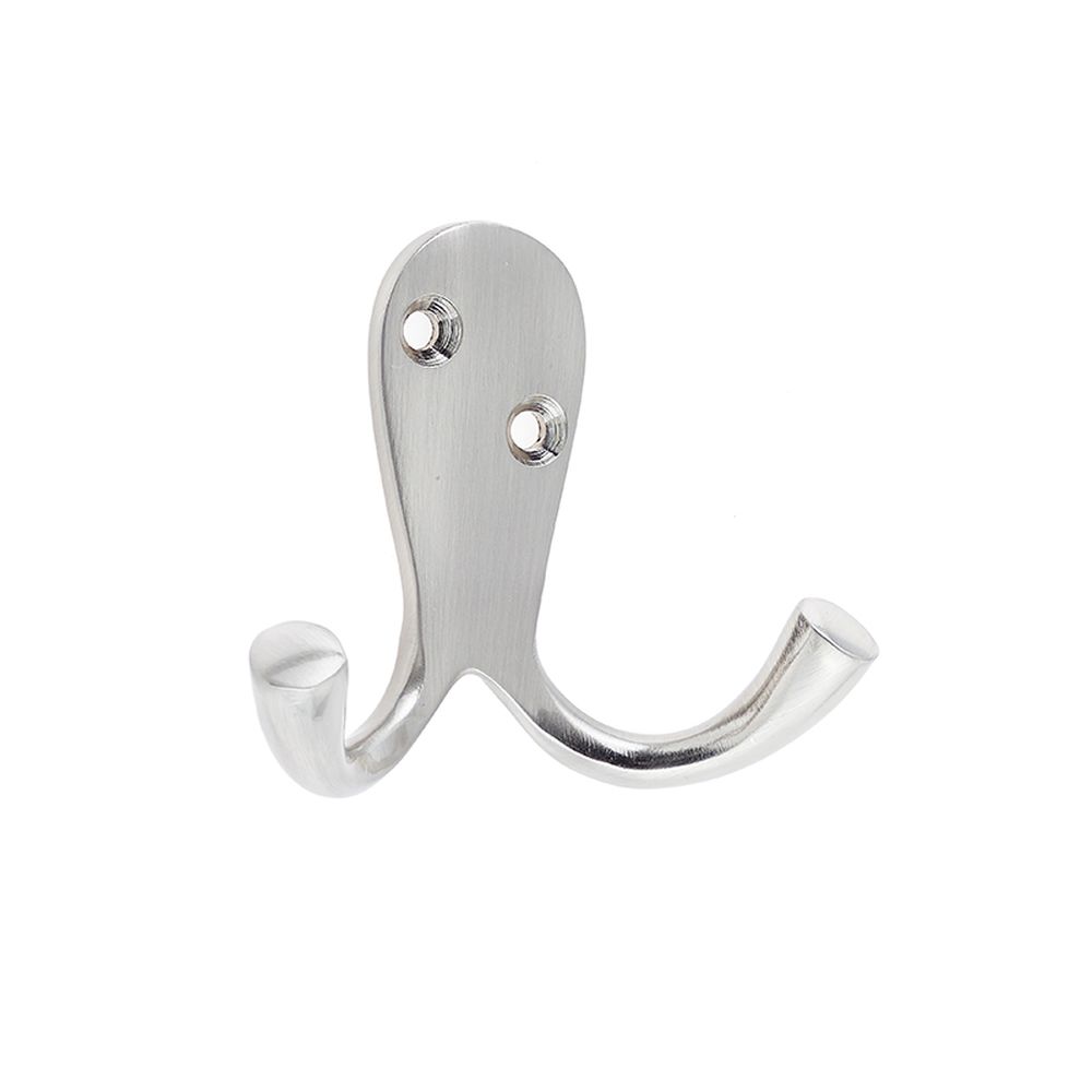 This is an image of a Frelan - Double Robe Hook - Satin Nickel  that is availble to order from Trade Door Handles in Kendal.