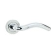 This is an image of a Frelan - Flow Levers on Round Rose - Polished Chrome  that is availble to order from Trade Door Handles in Kendal.
