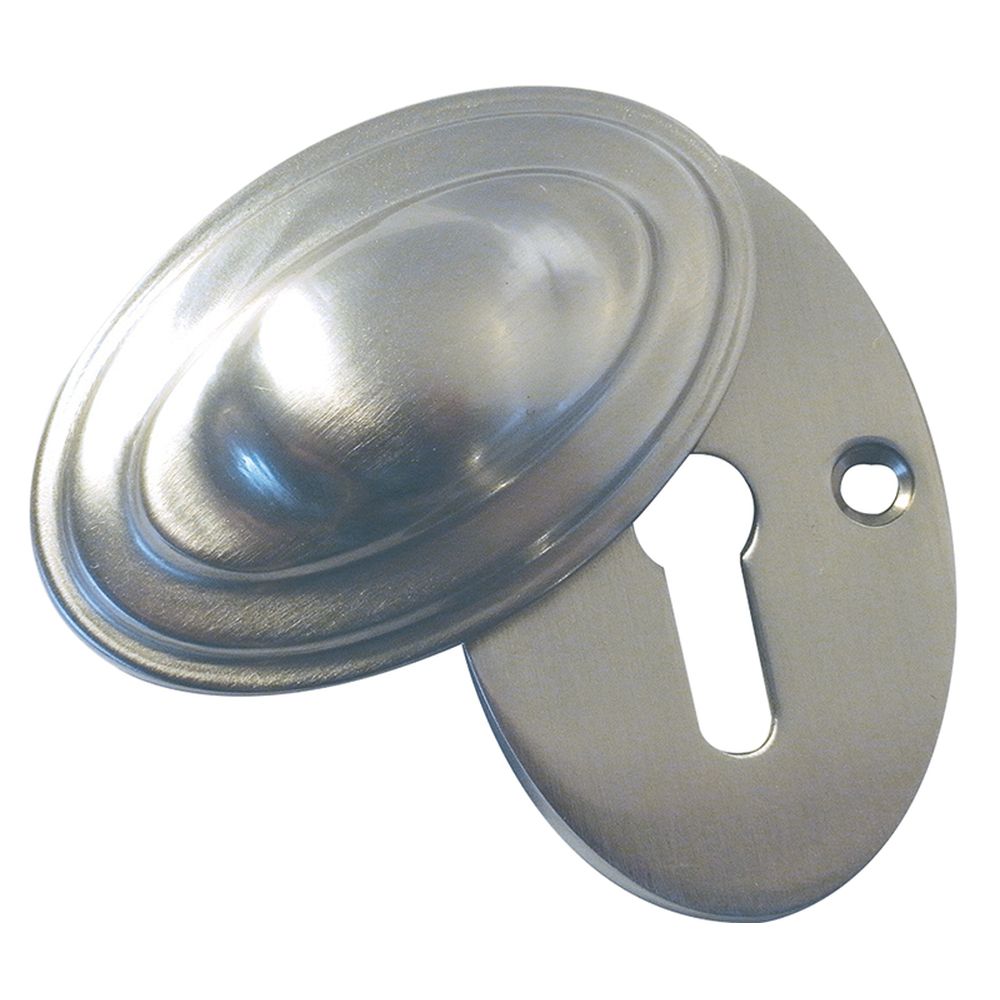 This is an image of a Frelan - Oval Covered Escutcheon Standard Keyway - Antique Brass  that is availble to order from Trade Door Handles in Kendal.
