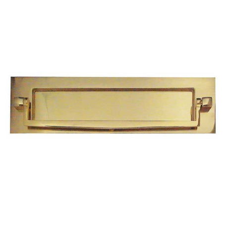 This is an image of a Frelan - Sprung Letter Plate with Postal Knocker 250x76mm - Polished Brass  that is availble to order from Trade Door Handles in Kendal.