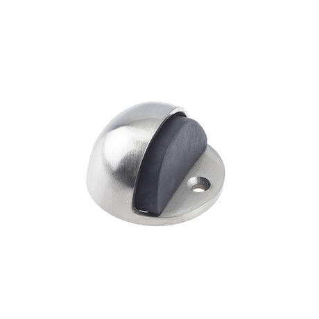 This is an image of a Frelan - Oval Floor Mounted Door Stop - Satin Nickel  that is availble to order from Trade Door Handles in Kendal.