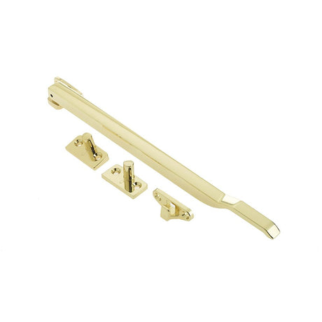 This is an image of a Frelan - Modern 250mm Non- Lockable Casement Stay - Polished Brass  that is availble to order from Trade Door Handles in Kendal.