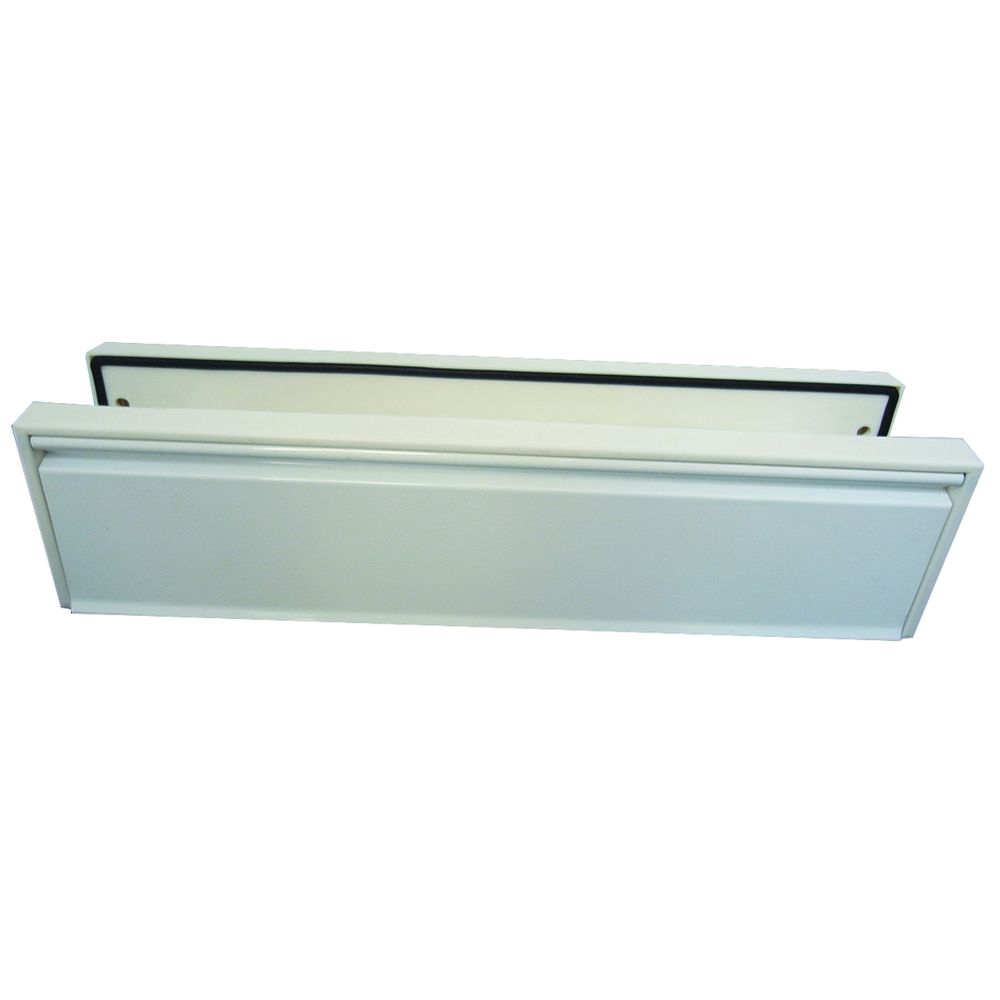 This is an image of a Frelan - 295x71mm WHITE LETTERPLATE   that is availble to order from Trade Door Handles in Kendal.