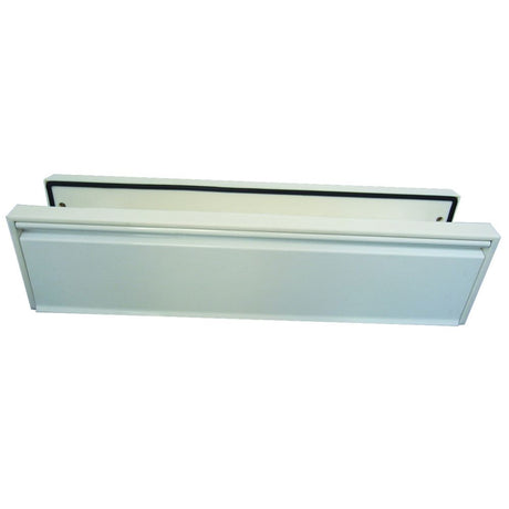 This is an image of a Frelan - 295x71mm WHITE LETTERPLATE   that is availble to order from Trade Door Handles in Kendal.