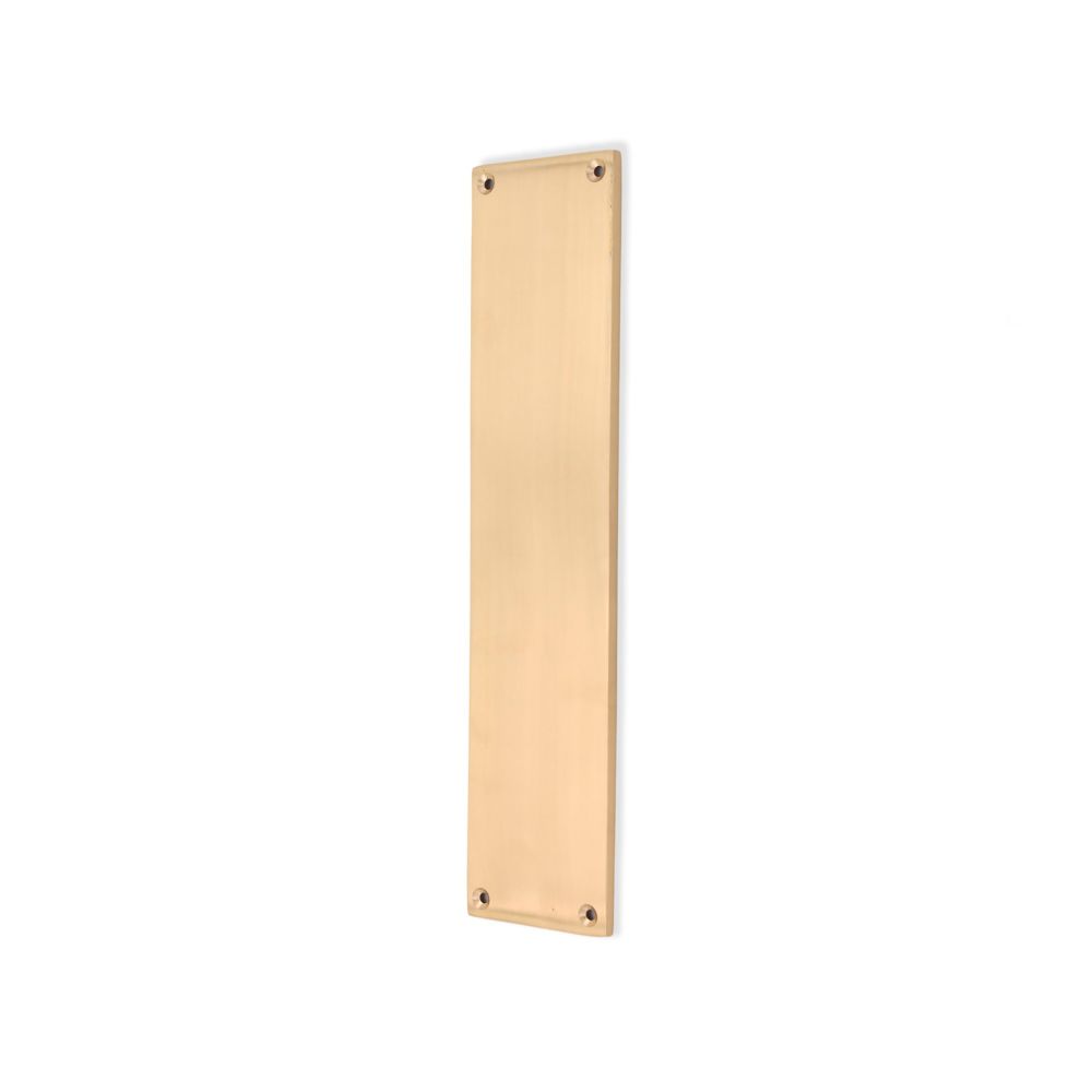 This is an image of Spira Brass - Victorian Finger Plate 275mm Satin Brass   available to order from trade door handles, quick delivery and discounted prices.