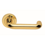 This is an image of a Manital - Studio H Lever on Round rose - Polished Brass that is availble to order from Trade Door Handles in Kendal.