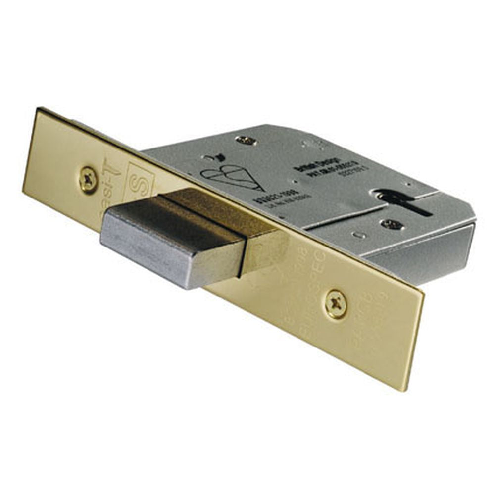 This is an image of a Eurospec - Easi T 5 Lever BS Deadlock 64mm - PVD that is availble to order from Trade Door Handles in Kendal.