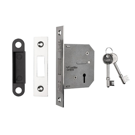 This is an image of a Eurospec - Lever Deadlock 64mm - Nickel Plate that is availble to order from Trade Door Handles in Kendal.