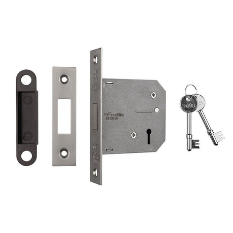 This is an image of a Eurospec - Lever Deadlock 76mm - Satin Nickel that is availble to order from Trade Door Handles in Kendal.