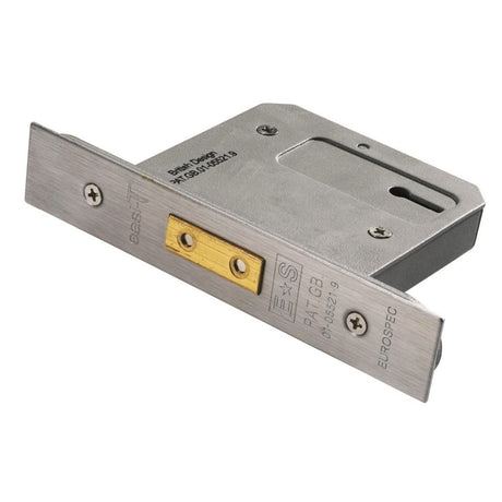 This is an image of a Eurospec - Easi-T 3 Lever Deadlock 64mm - Satin Stainless Steel that is availble to order from Trade Door Handles in Kendal.