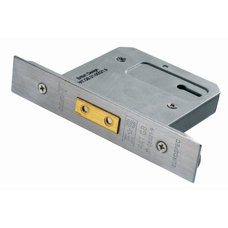 This is an image of a Eurospec - Easi-T 3 Lever Deadlock 76mm - Satin Stainless Steel that is availble to order from Trade Door Handles in Kendal.