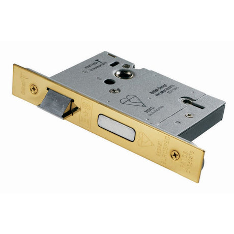 This is an image of a Eurospec - Easi T 5 Lever BS Sashlock 76mm - PVD that is availble to order from Trade Door Handles in Kendal.