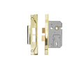 This is an image of a Eurospec - Contract 2 Lever Sashlock Rebated 64mm - Electro Brassed that is availble to order from Trade Door Handles in Kendal.