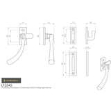Ludlow Foundries Window Furniture Antique Black / No / Mortice & Hook Place Ludlow - Bulb End Casement Fastener - Black Antique