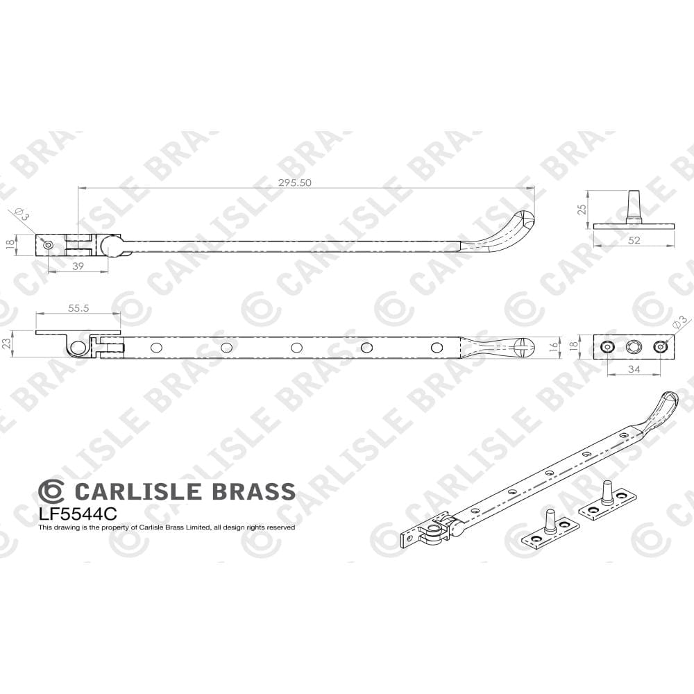 Ludlow Foundries Window Furniture Antique Black / 12"/300mm Ludlow - Bulb End Casement Stay 305mm - Black Antique