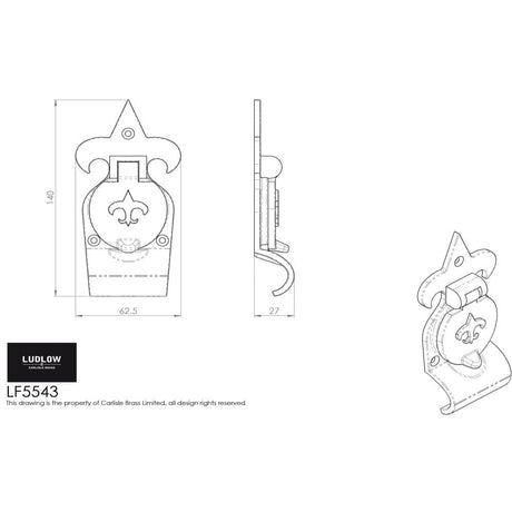 Ludlow Foundries Door Furniture Antique Black / Rim Profile Cylinder Pulls Ludlow - Fleur de lys' Rim Cylinder Pull - Black Antique