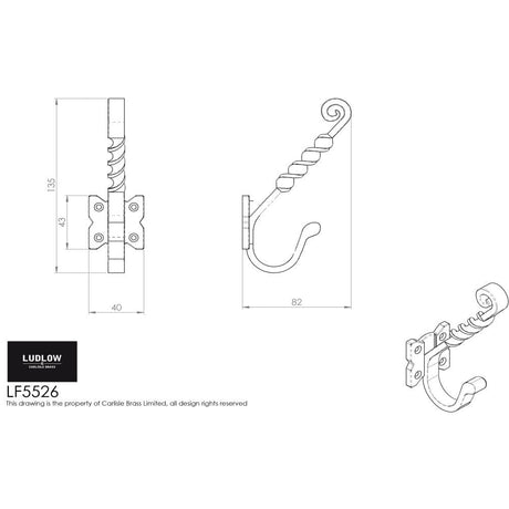 Ludlow Foundries Accessories Antique Black / Hat & Coat Hooks Ludlow - Hat and Coat Hook - Black Antique
