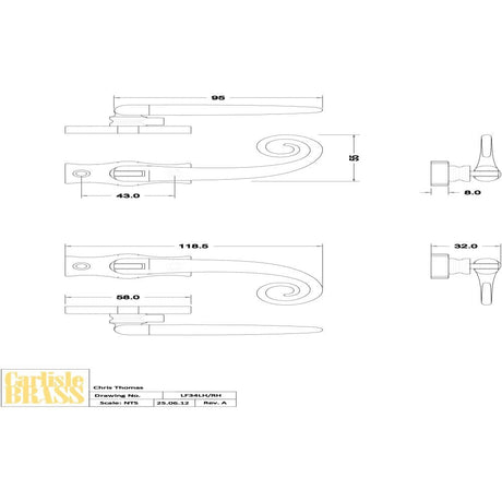 Ludlow Foundries Window Furniture Antique Black / Right Hand / Yes Ludlow - Locking Espagnolette Fastener R/H - Black Antique