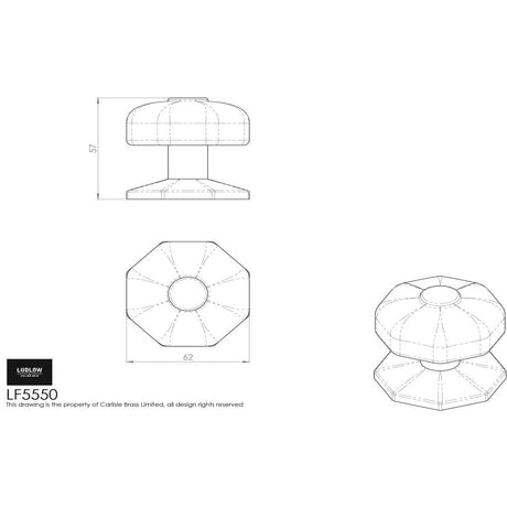 Ludlow Foundries Door Furniture Antique Black / Octagonal Centre Door Knob Ludlow - Octagonal Centre Door Knob - Black Antique