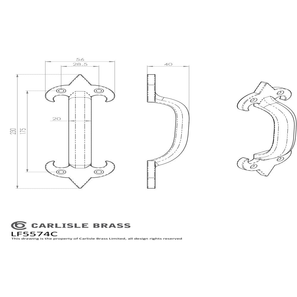 Ludlow Foundries Door Furniture Antique Black / Pull Handles (Face Fix) Ludlow - Pull Handle 228mm - Black Antique