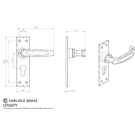 Ludlow Foundries Door Furniture Antique Black / Euro Profile Lock Handles Ludlow - Slimline V Lever on Euro Lock Backplate - Black Antique