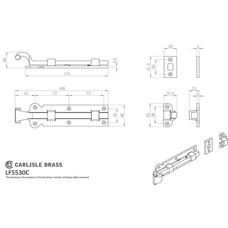 Ludlow Foundries Accessories Antique Black / Window & Door Bolts Ludlow - Straight Door Bolt 199mm - Black Antique
