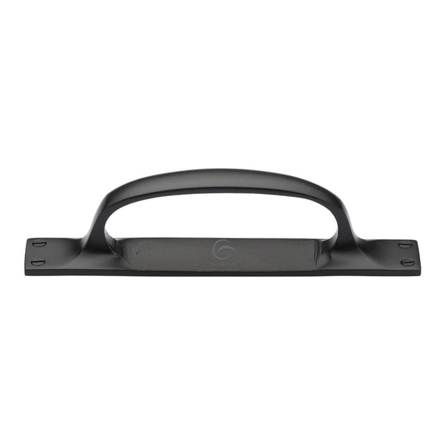 M.Marcus Cabinet Hardware Matt Black / Cabinet Pull Handles M.Marcus - Black Iron Rustic Cabinet Pull Handle On Plate 228mm