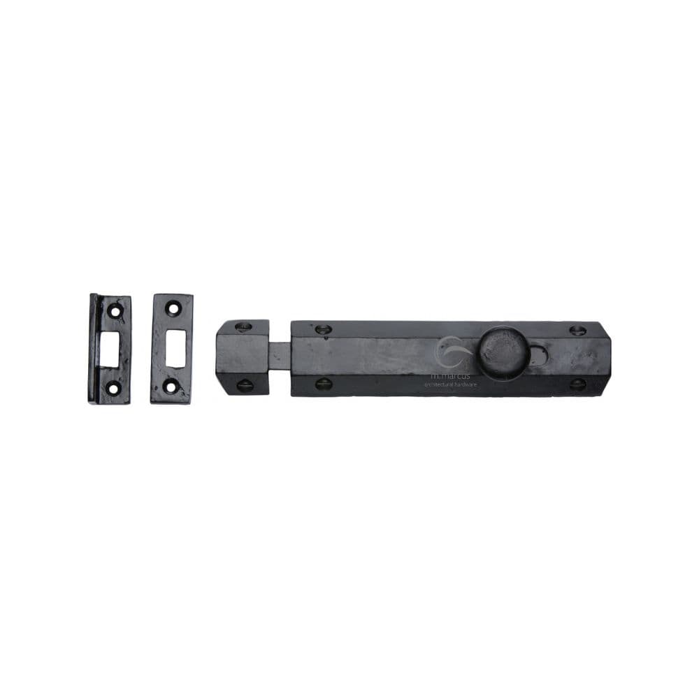 M.Marcus Accessories Matt Black / Straight Surface Bolts / 150mm / 6" M.Marcus - Black Iron Rustic Door Bolt Flat 6"