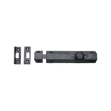 M.Marcus Accessories Matt Black / Straight Surface Bolts / 150mm / 6" M.Marcus - Black Iron Rustic Door Bolt Flat 6"