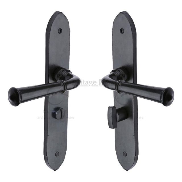 M.Marcus Door Furniture Matt Black / Bathroom Lock Handles M.Marcus - Black Iron Rustic Door Handle Bathroom Set Hadley Design