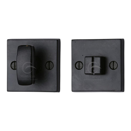 M.Marcus Door Furniture Matt Black / No M.Marcus - Black Iron Rustic Square Thumbturn & Emergency Release for Bathroom &