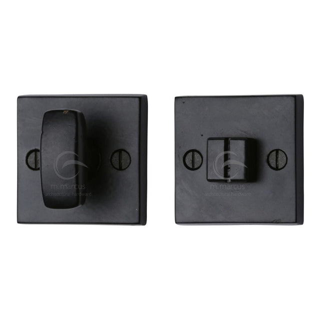M.Marcus Door Furniture Matt Black / No M.Marcus - Black Iron Rustic Square Thumbturn & Emergency Release for Bathroom &