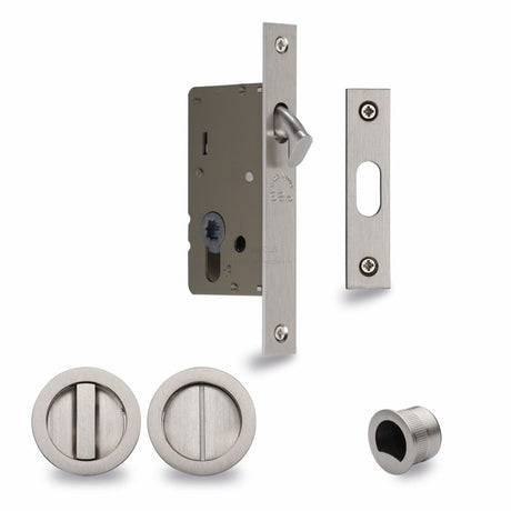 M.Marcus Locks & Latches Satin Nickel / Sliding Door Locks / Round M.Marcus - SLD Lock C/W RD Privacy Turns 40mm Satin Nickel