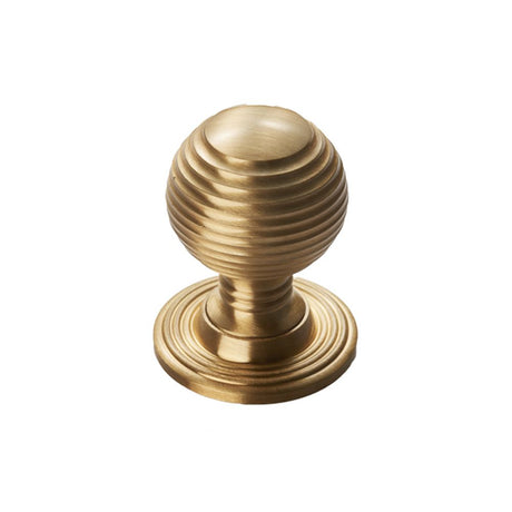 This is an image of a FTD - Queen Anne Knob 23mm - Satin Brass that is availble to order from Trade Door Handles in Kendal.