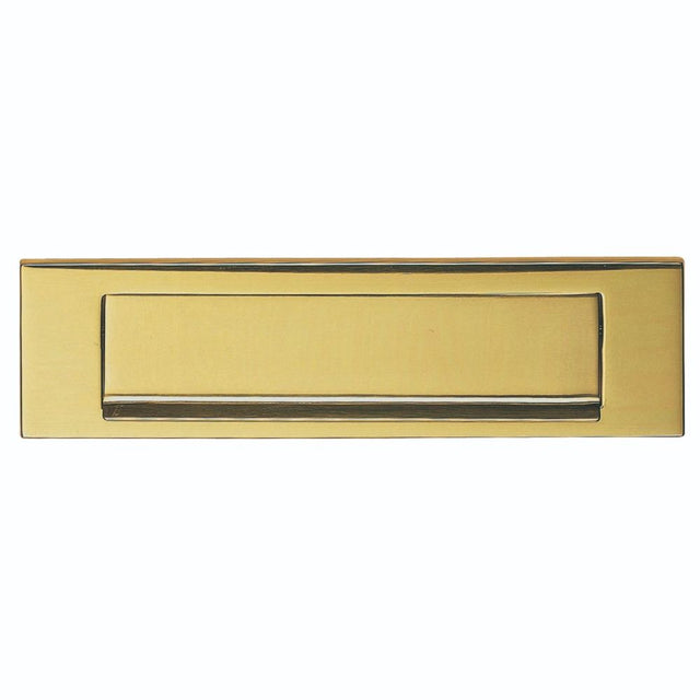 This is an image of a Carlisle Brass - Plain Letter Plate (Gravity Flap) - Polished Brass that is availble to order from Trade Door Handles in Kendal.