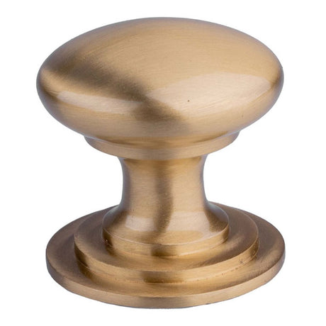 This is an image of a FTD - Victorian Cupboard Knob 32mm - Satin Brass that is availble to order from Trade Door Handles in Kendal.