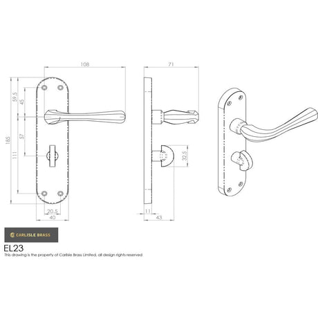 Manital Door Furniture Polished Brass / Bathroom Lock Handles Manital - Astro Lever on WC Backplate - Polished Brass