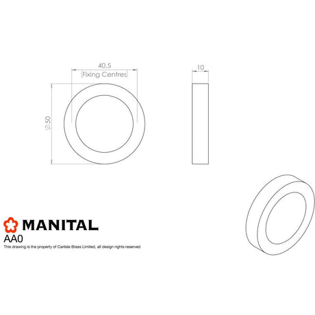 Manital Door Furniture Polished Chrome / Blank Escutcheons Manital - Blank Escutcheon - Polished Chrome
