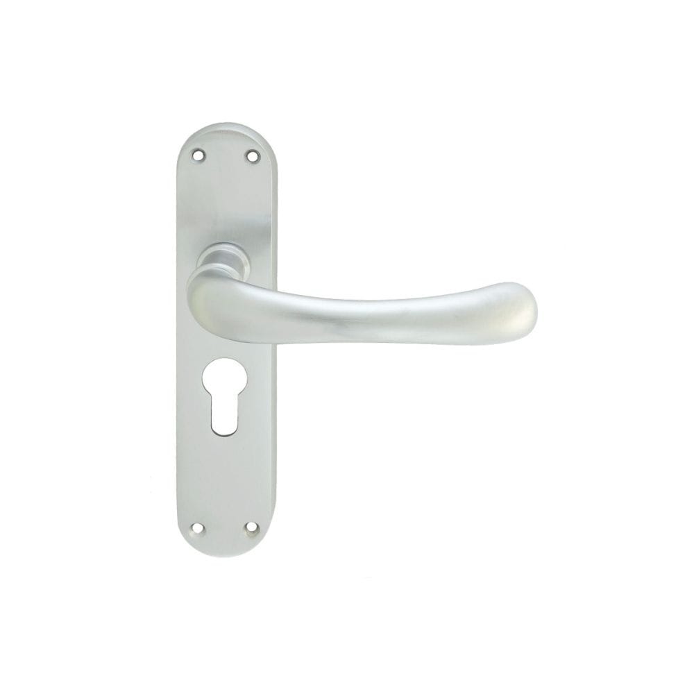 Manital Door Furniture Satin Chrome / Euro Profile Lock Handles Manital - Ibra Lever on Euro Lock Backplate - Satin Chrome