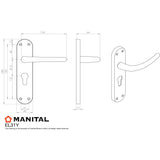Manital Door Furniture Satin Chrome / Euro Profile Lock Handles Manital - Lilla Lever on Euro Lock Backplate - Satin Chrome