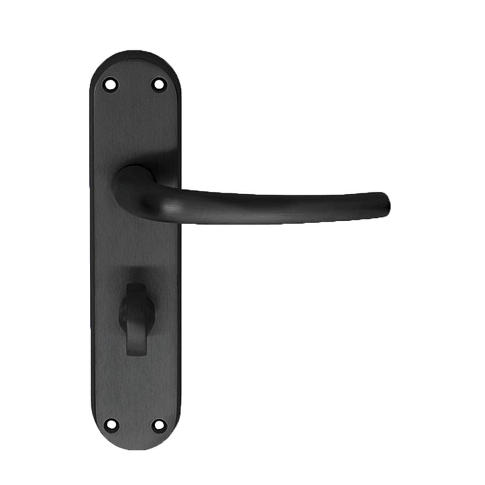 Manital Door Furniture Matt Black / Bathroom Lock Handles Manital - Lilla Lever on WC Backplate - Matt Black