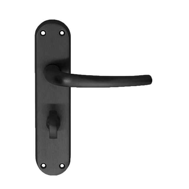 Manital Door Furniture Matt Black / Bathroom Lock Handles Manital - Lilla Lever on WC Backplate - Matt Black