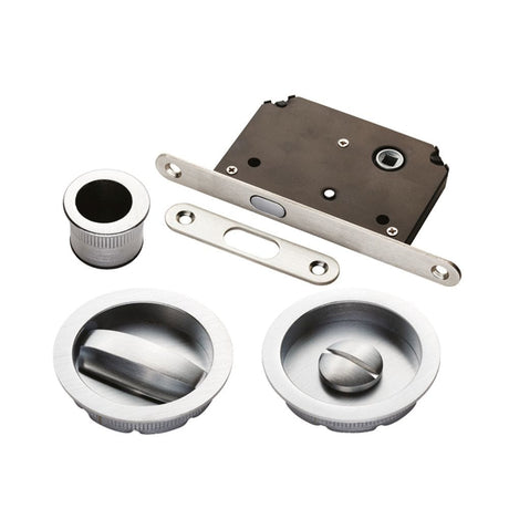Manital Locks & Latches Satin Chrome / Sliding Door Locks / Round Manital - Sliding Door Lock Set - Satin Chrome