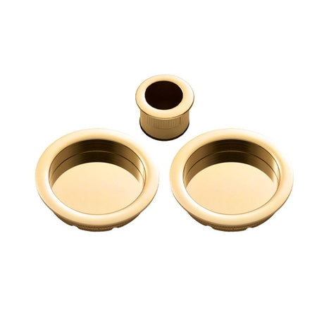Manital Door Furniture Polished Brass / Flush Pull / Round Manital - Sliding Door Rose with Flush Pull - Polished Brass