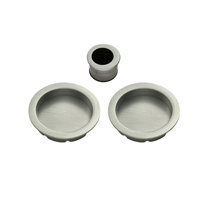 Manital Door Furniture Satin Nickel / Flush Pull / Round Manital - Sliding Door Rose with Flush Pull - Satin Nickel